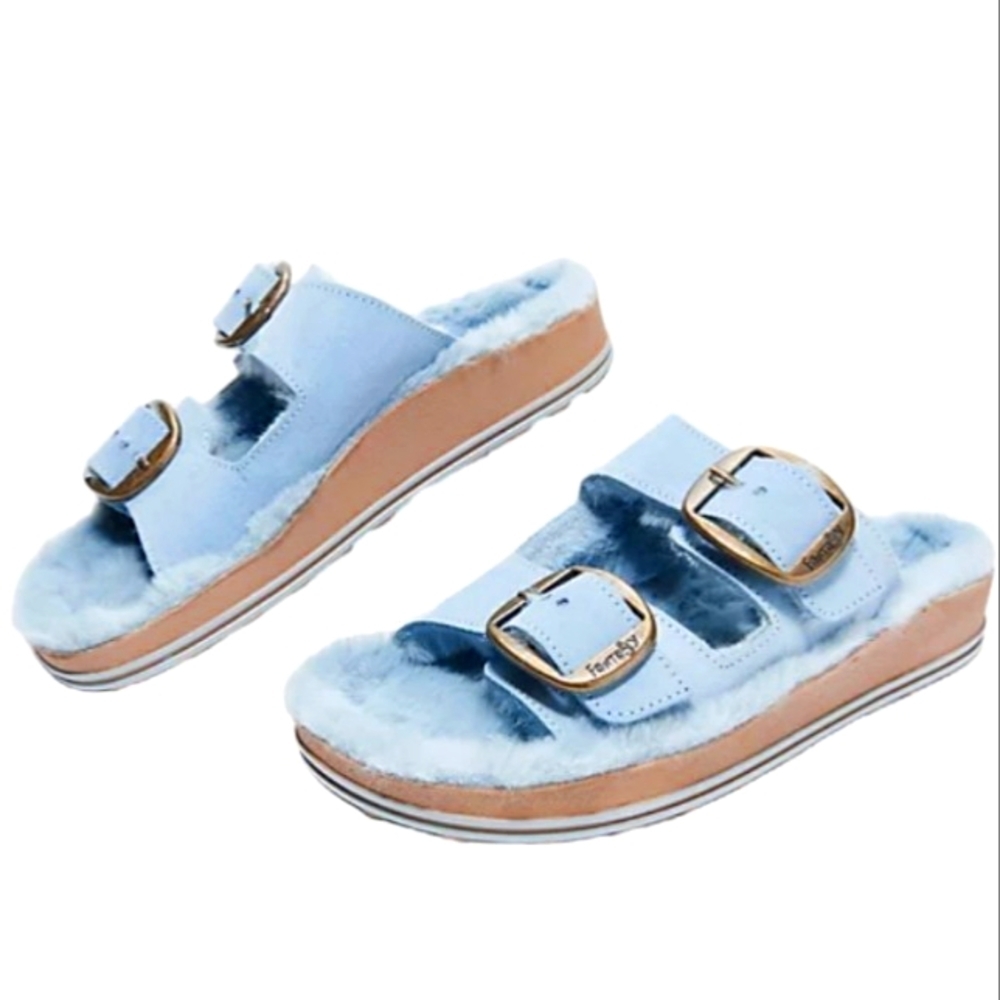 Fantasy Sandals Faux Fur Leather cozy Sandals
